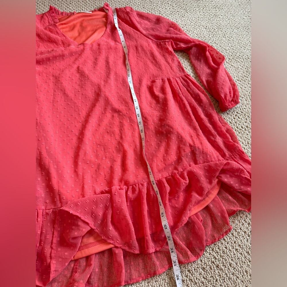 Arula Women's Coral Pink Textured Dress Size X / XL Longsleeve Mini Summer Fun - Picture 8 of 8